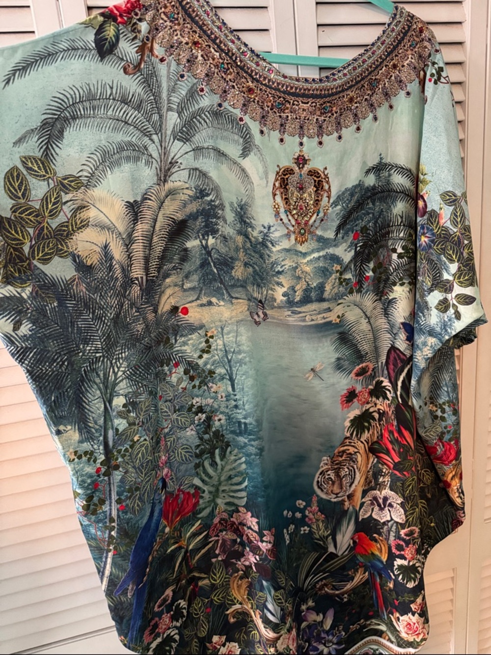Camilla Aqua Multi-Color Beaded High-Low Dress O/S - Picture 10 of 15